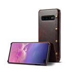 Oil Wax Cowhide Horizontal Flip Leather Case for Galaxy S10+, with Card Slots & Wallet