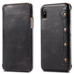 For iPhone XS Max Oil Wax Cowhide Horizontal Flip Leather Case with Card Slots & Wallet