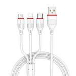 Borofone BX17 Enjoy 3 in 1 2A Micro USB + 8 Pin + USB-C / Type-C to USB Fast Charging Cable