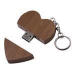 MicroDrive 64GB USB 2.0 Wood Couple Heart Shape U Disk(Walnut Wood)