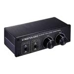LINEPAUDIO A977 2 In 2 Out Switcher Full-balance Passive Preamp Active Speaker Double Sound Source Volume Controller (Black)