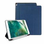 Mutural Exquisite Series Cloth Texture PU+TPU Leather Case for iPad Pro 10.5 inch, with 3-Fold Holder & Pen Slot & Sleep & Wake-up Function(Blue)