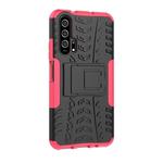 Tire Texture TPU+PC Shockproof Case for Huawei Honor 20 Pro, with Holder (Pink)