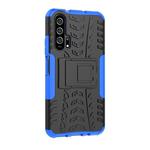Tire Texture TPU+PC Shockproof Case for Huawei Honor 20 Pro, with Holder (Blue)