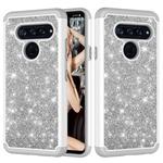 Glitter Powder Contrast Skin Shockproof Silicone + PC Protective Case for LG V40 ThinQ (Grey)