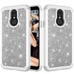 Glitter Powder Contrast Skin Shockproof Silicone + PC Protective Case for LG Q7 / Q7 Plus (Grey)