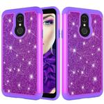 Glitter Powder Contrast Skin Shockproof Silicone + PC Protective Case for LG Q7 / Q7 Plus (Purple)