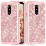 Glitter Powder Contrast Skin Shockproof Silicone + PC Protective Case for LG Stylo 5 (Rose Gold)