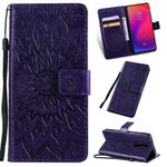 Pressed Printing Sunflower Pattern Horizontal Flip PU Leather Case for Xiaomi Mi 9T & Mi 9T Pro & Redmi K20 & K20 Pro, with Holder & Card Slots & Wallet & Lanyard (Purple)