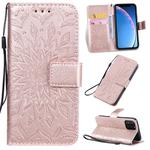 For iPhone 11 Pro Pressed Printing Sunflower Pattern Horizontal Flip PU Leather Case , with Holder & Card Slots & Wallet & Lanyard