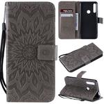 Pressed Printing Sunflower Pattern Horizontal Flip PU Leather Case for Huawei P Smart Z / Y9 Prime (2019), with Holder & Card Slots & Wallet & Lanyard (Grey)