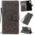 Pressed Printing Sunflower Pattern Horizontal Flip PU Leather Case for Galaxy Note 10+ / Note 10 Pro, with Holder & Card Slots & Wallet & Lanyard (Grey)