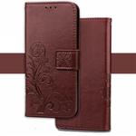 For Huawei Glory 10 Lite Pressed Flowers Horizontal Flip Leather Case With Magnetic Buckle & Holder & Card Slots & Wallet (Brown)