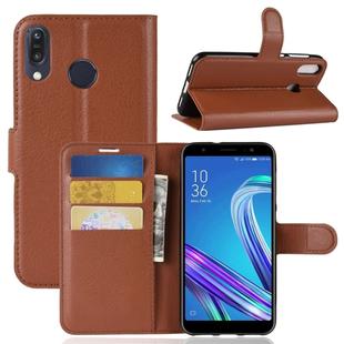 For Asus Zenfone Max (M1) ZB555KL Litchi Texture Horizontal Flip Leather Case with Wallet & Holder & Card Slots(Brown)