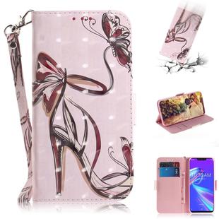 3D Colored Drawing Butterfly High-heeled Shoes Pattern Horizontal Flip Leather Case for Asus Zenfone Max (M2) ZB633KL, with Holder & Card Slots & Wallet