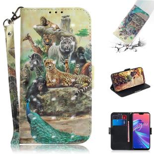 3D Colored Drawing Animals Pattern Horizontal Flip Leather Case for Asus Zenfone Max Pro (M2) ZB631KL, with Holder & Card Slots & Wallet