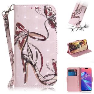 3D Colored Drawing Butterfly High-heeled Shoes Pattern Horizontal Flip Leather Case for Asus Zenfone Max Pro (M2) ZB631KL, with Holder & Card Slots & Wallet