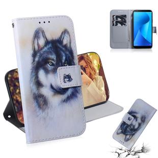 White Wolf Pattern Coloured Drawing Horizontal Flip Leather Case for Asus Zenfone Max Plus (M1) ZB570TL, with Holder & Card Slots & Wallet