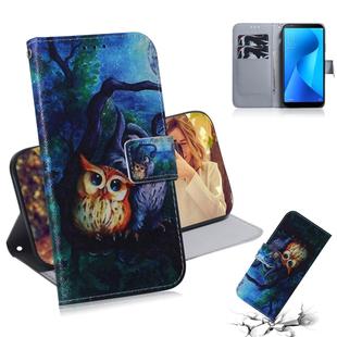 Oil Painting Owl Pattern Coloured Drawing Horizontal Flip Leather Case for Asus Zenfone Max Plus (M1) ZB570TL, with Holder & Card Slots & Wallet