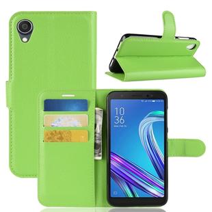 Litchi Texture Horizontal Flip Leather Case for  Asus ZenFone Live (L1) ZA550KL, with Wallet & Holder & Card Slots (Green)
