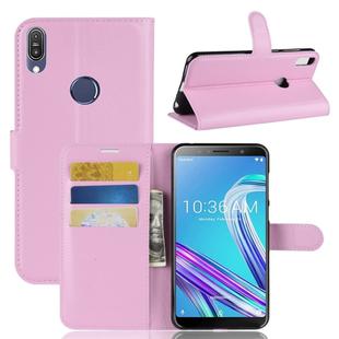 Litchi Texture Horizontal Flip Leather Case for Asus Zenfone Max Pro (M1) ZB601KL, with Wallet & Holder & Card Slots (Pink)