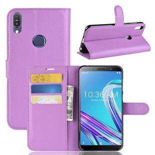 Litchi Texture Horizontal Flip Leather Case for Asus Zenfone Max Pro (M1) ZB601KL, with Wallet & Holder & Card Slots (Purple)