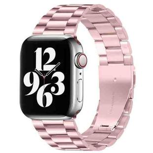 For Apple Watch Series 10 42mm / 9&8&7 41mm / SE 3&SE 2&6&SE&5&4 40mm / 3&2&1 38mm Fold Buckle 3 Beads Stainless Steel Watch Band (Pink)