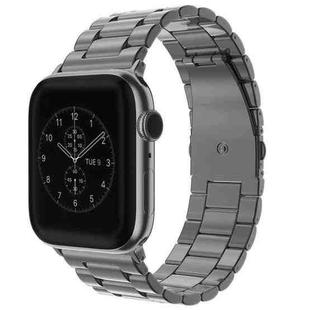 For Apple Watch Series 9&8&7 41mm / SE 3&SE 2&6&SE&5&4 40mm / 3&2&1 38mm Fold Buckle 3 Beads Stainless Steel Watch Band (Grey)