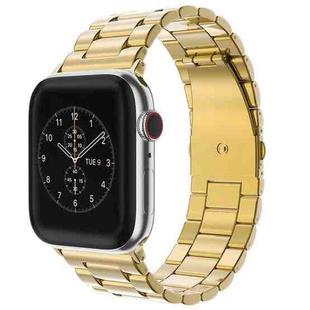 For Apple Watch Series 10 42mm / 9&8&7 41mm / SE 3&SE 2&6&SE&5&4 40mm / 3&2&1 38mm Fold Buckle 3 Beads Stainless Steel Watch Band(Gold)