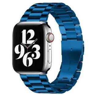 For Apple Watch Series 9&8&7 41mm / SE 3&SE 2&6&SE&5&4 40mm / 3&2&1 38mm Fold Buckle 3 Beads Stainless Steel Watch Band (Blue)