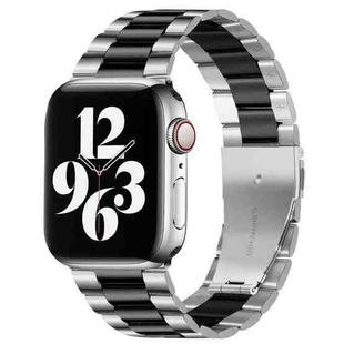 Fold Buckle 3 Beads Stainless Steel Watch Band For Apple Watch Ultra 49mm&Watch Ultra 2 49mm / Series 9&8&7 45mm / SE 3&SE 2&6&SE&5&4 44mm / 3&2&1 42mm(Silver Black)