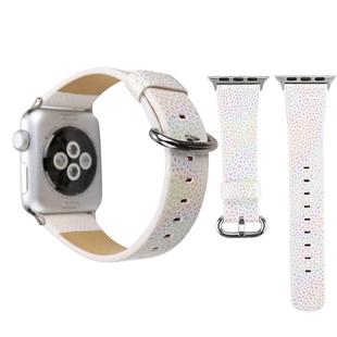 For Apple Watch Series 3 & 2 & 1 42mm Shiny Snakeskin Pattern Genuine Leather Wrist Watch Band(White)
