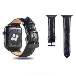 Ostrich Skin Texture Genuine Leather Wrist Watch Band for Apple Watch Series 3 & 2 & 1 38mm(Black)