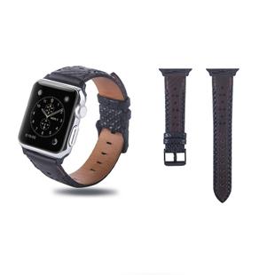 Square Hole Top-grain Leather Wrist Watch Band for Apple Watch Series 9&8&7 41mm / SE 3&SE 2&6&SE&5&4 40mm / 3&2&1 38mm