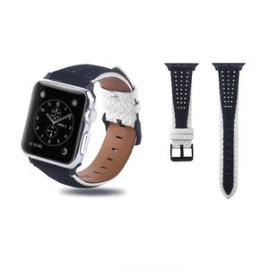 Round Hole Top-grain Leather Wrist Watch Band for Apple Watch Series 7 41mm / 6 & SE & 5 & 4 40mm / 3 & 2 & 1 38mm