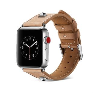 Cowhide Leather Rivet Watch Strap for Apple Watch Series 5 & 4 & 3 & 2 & 1 38mm & 40mm(Grey)