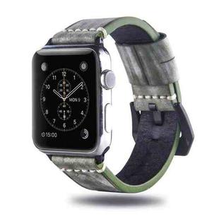 White Fog Wax Texture Top-grain Leather Strap for Apple Watch Series 9&8&7 41mm / SE 3&SE 2&6&SE&5&4 40mm / 3&2&1 38mm(Green)