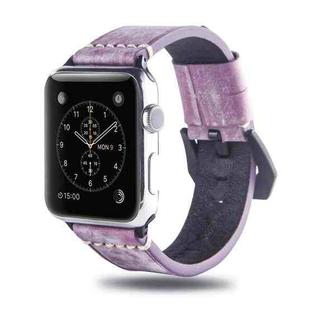 White Fog Wax Texture Top-grain Leather Strap for Apple Watch Series 7 41mm / 6 & SE & 5 & 4 40mm / 3 & 2 & 1 38mm(Purple)