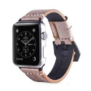 White Fog Wax Texture Top-grain Leather Strap for Apple Watch Series 7 41mm / 6 & SE & 5 & 4 40mm / 3 & 2 & 1 38mm(Light Brown)