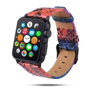 For Apple Watch Series 9&8&7 41mm / SE 3&SE 2&6&SE&5&4 40mm / 3&2&1 38mm Snake Skin Texture Top-grain Leather Strap(Colour)