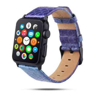 For Apple Watch Series 7 41mm / 6 & SE & 5 & 4 40mm / 3 & 2 & 1 38mm Snake Skin Texture Top-grain Leather Strap(Purple)