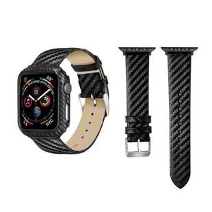 Genuine Leather Carbon Fiber Strap for Apple Watch Ultra 49mm / Series 8&7 45mm / SE 2&6&SE&5&4 44mm / 3&2&1 42mm