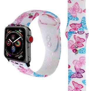 Silicone Printing Strap for Apple Watch Series 5 & 4 40mm (Pink Butterfly Pattern)