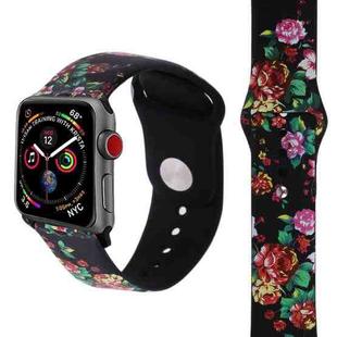 Silicone Printing Strap for Apple Watch Series 5 & 4 40mm (Black Flower Pattern)