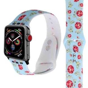 Silicone Printing Strap for Apple Watch Series 5 & 4 40mm (Light Blue Bottom Flower Pattern)