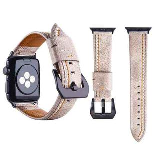For Apple Watch Series 3 & 2 & 1 38mm Tiga Line Pattern PU Leather Wrist Watch Band (White)