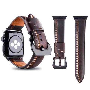 For Apple Watch Series 3 & 2 & 1 42mm Tiga Line Pattern PU Leather Wrist Watch Band (Coffee)