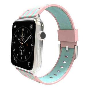 For Apple Watch 42mm Stripe Silicone Watch Band with Connector