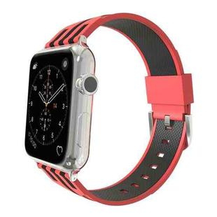 For Apple Watch 42mm Stripe Silicone Watch Band with Connector