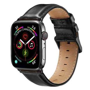 Black Buckle Leather Watch Band For Apple Watch Series 10 42mm / 9&8&7 41mm / SE 3&SE 2&6&SE&5&4 40mm / 3&2&1 38mm(Black)